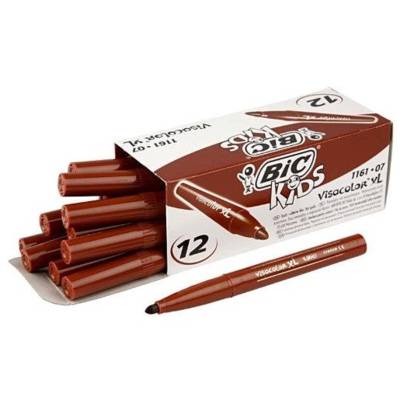 Boîte de 12 feutres de coloriage KIDS VISACOLOR XL Pte large Bloquée Marron - BIC
