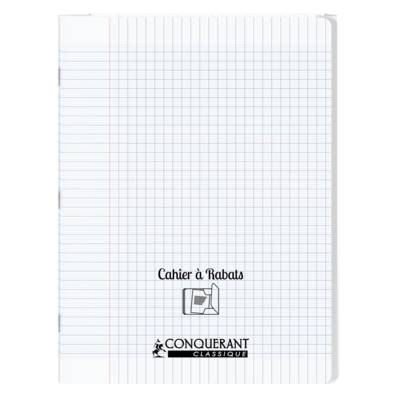 Cahier à rabat agrafé 24x32cm 96P 90G grands carreaux polypro incolore