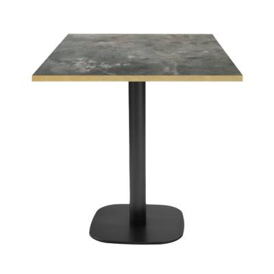 Table pied noir 70x70cm pierre metallisee chants laiton - intérieur - RestooTab