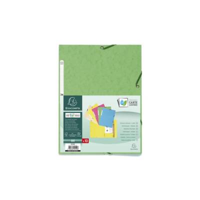 Lot de 10 Chemises 3 rabats à élastiques CL 400g Nature Future A4 pastel assorties