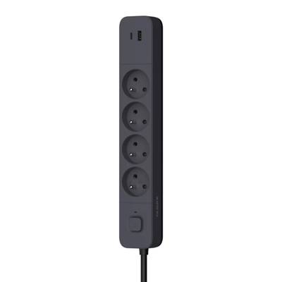 Multiprise 4 prises + USBC QUARX 1,5M + interrupteur - noir - Gedimat
