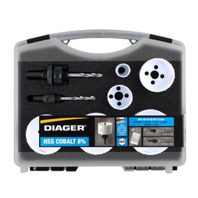 Mallette scie cloche bimétal cobalt 8% D22/40/54/65/68/73mm - Pack de 8 pièces - Gedimat - DIAGER