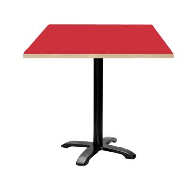 Table pied noir 70x70cm rouge chants bois - intérieur - RestooTab