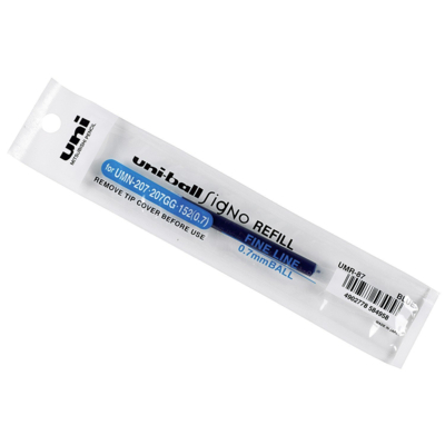 Recharge pour Roller encre gel Signo 207 UMR87 Pointe Moy. 0,7mm Bleu