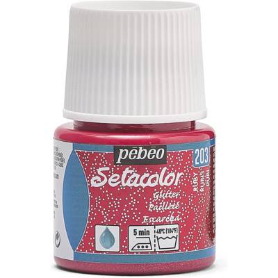 Flacon 45 ml Peinture Setacolor pour tissus clairs Pailletée RUBIS - PÉBÉO