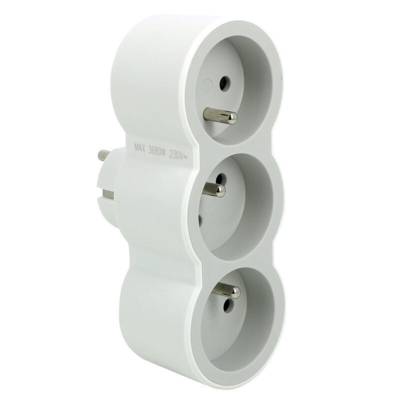 Fiche triplite avec 3 prises frontales avec terre 16A blanc/gris clair - Gedimat - LEGRAND