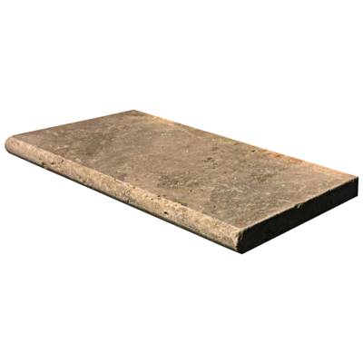 Margelle bord 1/2 rond pierre naturelle TRAVERTIN Classic - 61 x 33 x 3,2 cm - Gedimat - DISTRIMAT