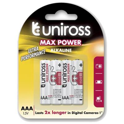 Pack de 4 Piles Alcalines AAA-LR03 Max Power High Tech 1,5V