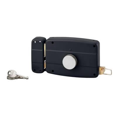 Serrure de garage à cylindre et bouton tirage gauche 140x90mm - Gedimat - THIRARD