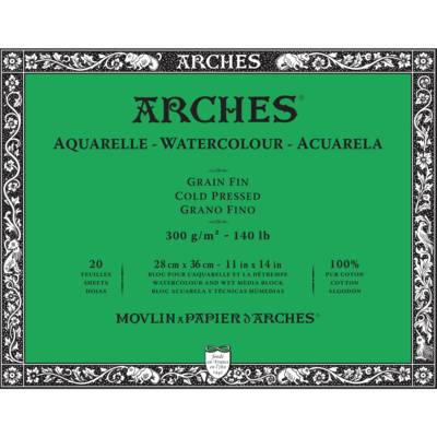 Bloc 20 feuilles 28x36 300g grain fin blanc naturel