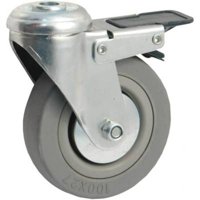 Roulette pivotante à oeil + frein AVL - Roue caoutchouc Ø 100 - Charge 80 kg - 5509100H - Maxoutil