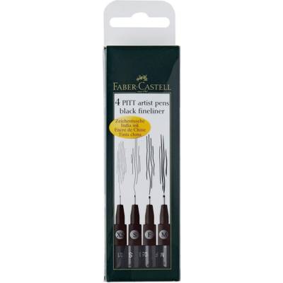 Lot de 4 stylos de dessin à l'encre de Chine M,F,S,XS Noir - FABER-CASTELL