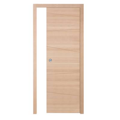 Porte coulissante pleine CARLIT décor chêne blanchi - 204 x 73 cm - Gedimat - PROBOPORTE