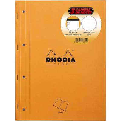 Lot de 3 Blocs de Cours Orange A4 160p 80g Séyès