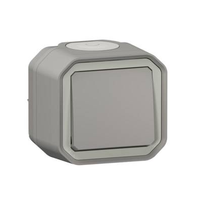 Va et vient étanche PLEXO complet saillie gris 10A - Gedimat - LEGRAND