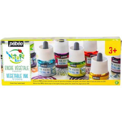 Pack 5 x 45 ml d'encre végétale de couleurs Primaires assorties