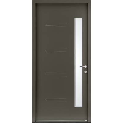Porte d'entrée acier ORO gris 7022 texturé dormant 54 mm - 215 x 90 mm - Gedimat - ZILTEN