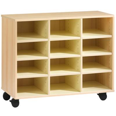 Meuble PICCOLO mobile 12 cases mélaminé - L104,5xP45xH95 cm - Hêtre miel - MOBIDECOR