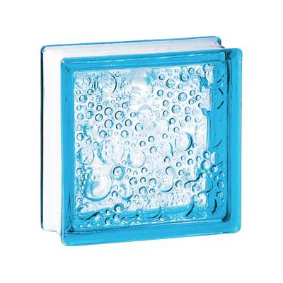 Brique de verre 198 bullée azur - 19 x 19 x 8 cm - Gedimat