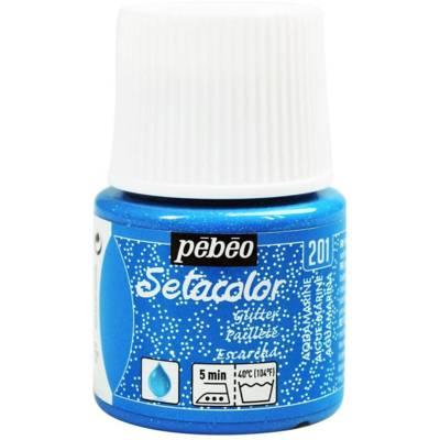 Flacon 45 ml Peinture Setacolor pour tissus clairs Pailletée Aigue marine