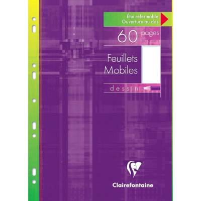 Etui de 30 Feuillets mobiles dessin 125g s/étui 21x29,7 60 Pages Unies