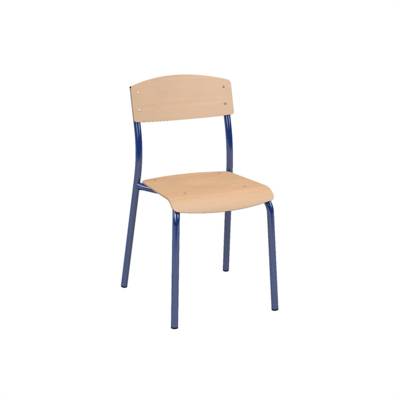Chaise ANTIB assise et dossier bois Blueprotech® piètement époxy - T6 -  Bleu RAL 5002 - MOBIDECOR