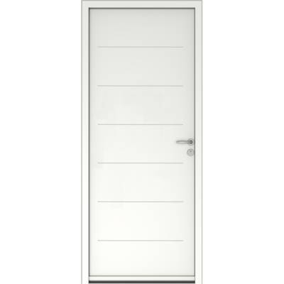 Porte d'entrée acier CITADINE blanc dormant 60 mm - 215 x 90 cm - Gedimat - WIBAIE