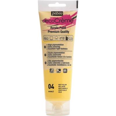 Tube 120ml Peinture Acrylique Décocrème Mat JAUNE
