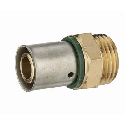 Raccord droit à sertir profil TH pour tube PER NOYON & THIEBAULT - Ø 12 mm à visser mâle M1/2' (15x21) Bague à sertir en inox - 3786-1512L1
