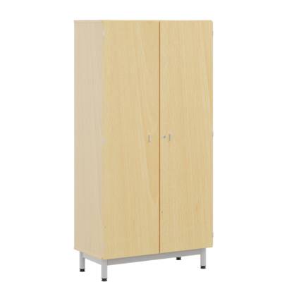 Armoire BIP BOP 2 portes mélaminé piètement époxy - L90xP45xH180 cm - Hêtre miel/gris alu RAL 9006 - Mobidecor