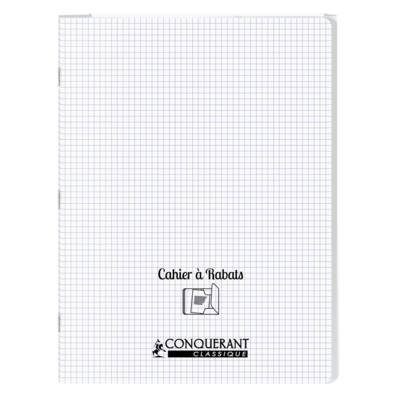 Cahier à rabat agrafé 24x32cm 96P 90G petits carreaux polypro incolore