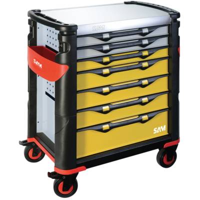 Servante grand volume 7 tiroirs SAM OUTILLAGE jaune et grise plateau inox - 417HREN - Maxoutil