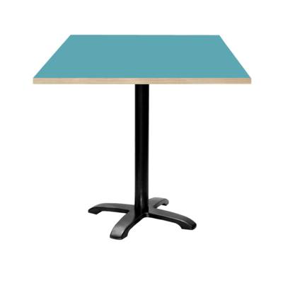 Table pied noir 70x70cm bleu cèdre chants bois - intérieur - RestooTab