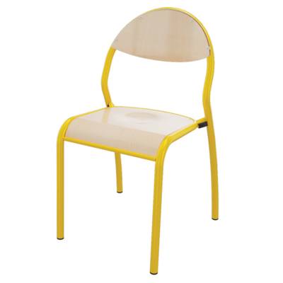 Chaise ROND'O 4 pieds assise et dossier bois Blueprotech® piètement époxy - T5 - Jaune RAL 1003 - Mobidecor