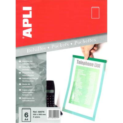Sachet de 6 pochettes adhésives  220 x 305 mm