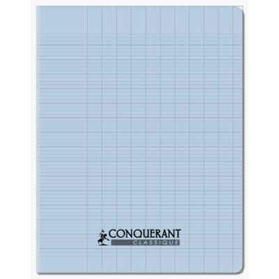 Cahier conquérant polypro agrafé 17X22 cm 96P 90G grands carreaux bleu ciel
