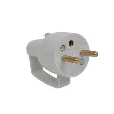 Fiche mâle avec anneaux 2P+T 16A droite à coiffe gris - Gedimat