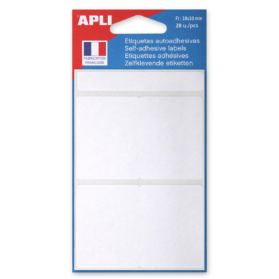 Etui de 28 étiquettes multifonctions, 38 x 50 mm, blanches