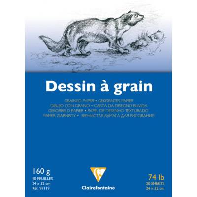 Bloc dessin grain fin encollé 24x32 20 feuilles 160g