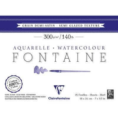 Fontaine bloc collé 4 côtés 25F 18x24cm 300g grain demi-satiné -