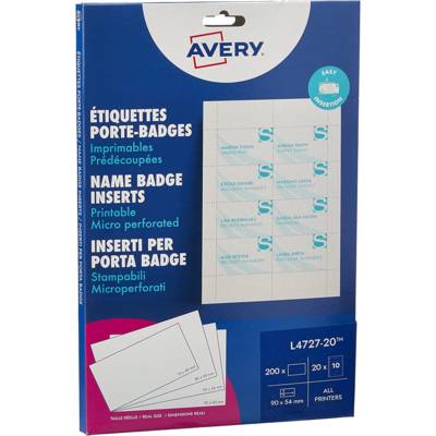 Boite de 200 bristols microperforés 190/m² en planche A4 pour badges 5,4x9 cm