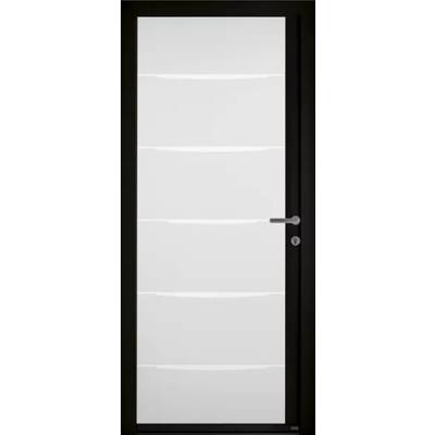 Porte d'entrée alu YOGA EVO grand vitrage noir texturé dormant 74 mm - 215 x 90 cm - Gedimat - BELM
