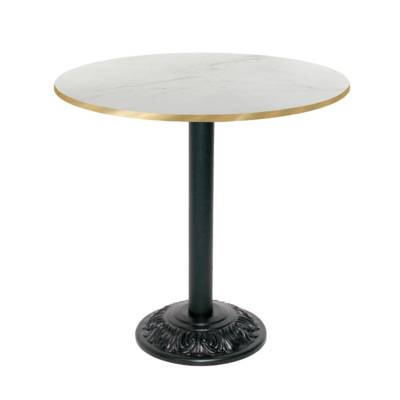 Table pied noir Ø70cm marbre paros chants laiton - intérieur - RestooTab