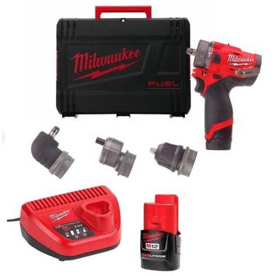 Perceuse à percussion 6 en 1 avec mandrins amovibles 12V MILWAUKEE - avec 2 batteries 12V 2.0Ah - chargeur 12V - HD Box - 4933464138 - Maxoutil