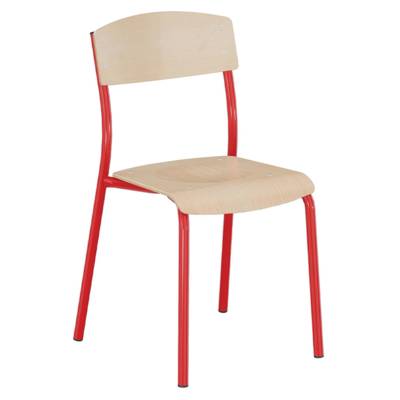 Chaise ANTIB assise et dossier bois Blueprotech® piètement époxy - T6 -  Rouge RAL 3000 - Mobidecor