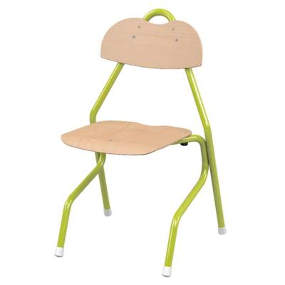 Chaise TEMPO assise et dossier bois Blueprotech® piètement aluminium époxy - T6 - Vert acide 1864 - Mobidecor