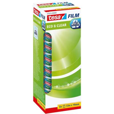 Pack Eco 8 Films Rubans Adhésif Eco & Clear 19 mm x 33 m