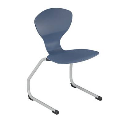 Chaise CORUS AST coque polyuréthane piètement époxy - T6 - Bleu/Gris alu RAL 9006 - Mobidecor