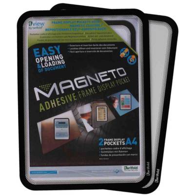 Lot de 2 Cadres d'affichage Magneto - Adhésif repositionnable - A4 - Noir - TARIFOLD