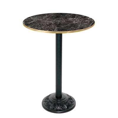Mange-debout pied noir Ø70cm marbre noir chant laiton - intérieur - RestooTab